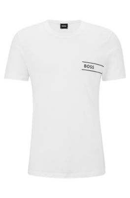 BOSS - Cotton underwear T-shirt with stripes and logo