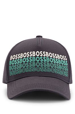 repeat-logo print Cotton-twill BOSS cap - with