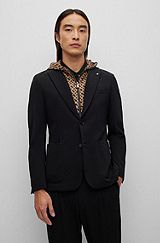 Slim-fit jacket with monogram-patterned inner, Black