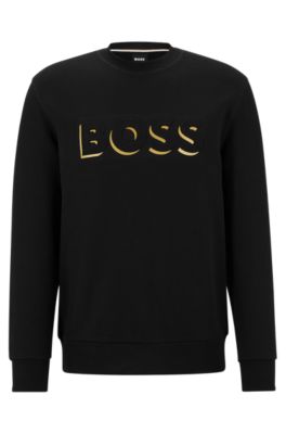 BOSS - Cotton sweatshirt with embossed and printed logo