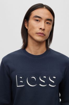 BOSS - Cotton sweatshirt with embossed and printed logo
