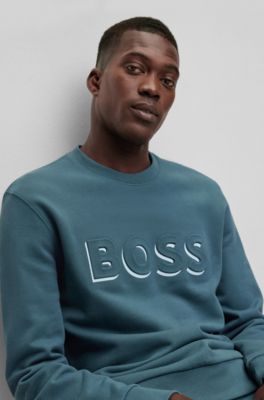 BOSS - Cotton sweatshirt with embossed and printed logo
