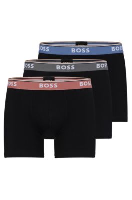 Black Pack of three logo-waistband boxer briefs