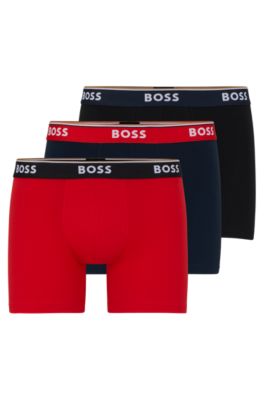 Hugo Boss Three-pack Of Boxer Briefs With Logo Waistbands In Patterned