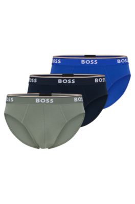 Hugo Boss Three-pack Of Regular-rise Stretch-cotton Briefs In Patterned