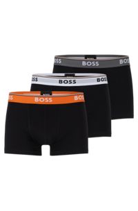 Three-pack of stretch-cotton trunks with logo waistbands, Patterned