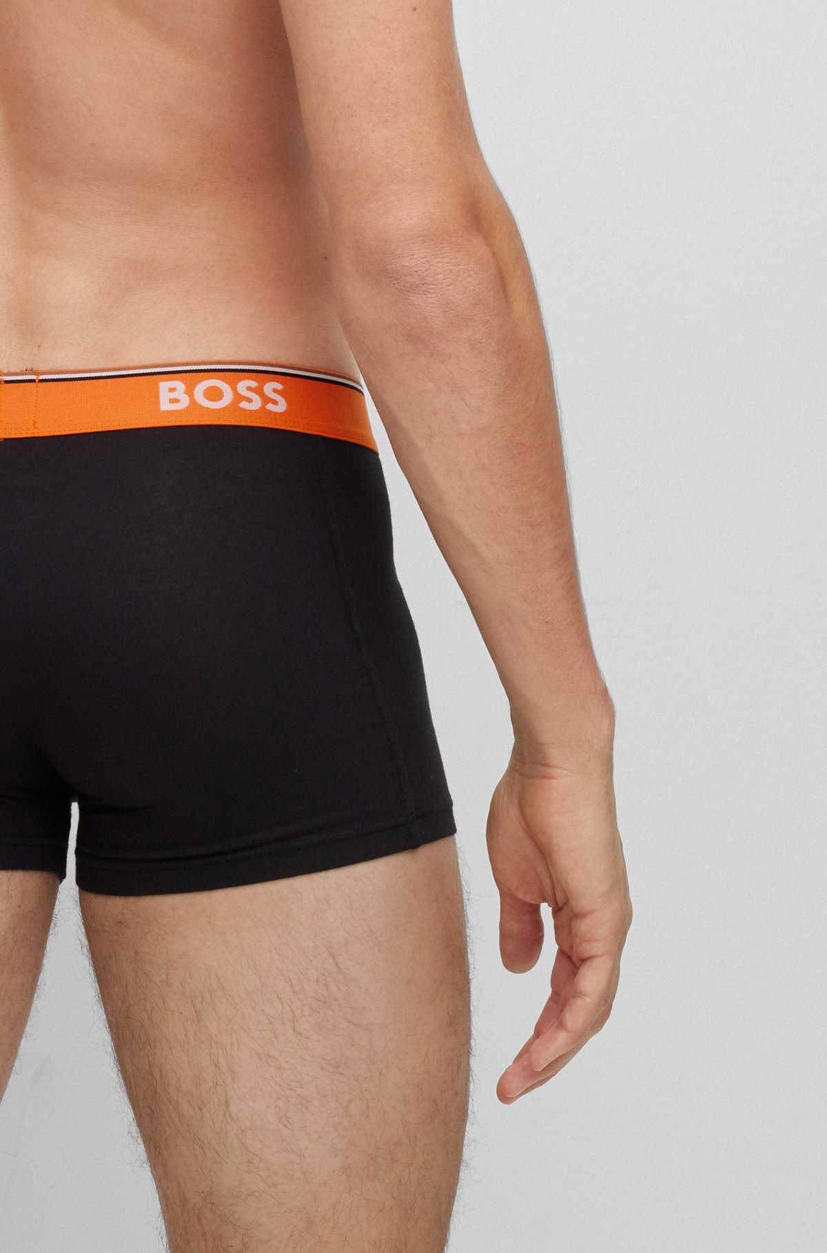 Abe lys s Lam BOSS - Three-pack of stretch-cotton trunks with logo waistbands