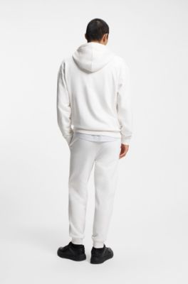 Pantalones casuales de algod&oacute;n con pu&ntilde;os el&aacute;sticos, Blanco