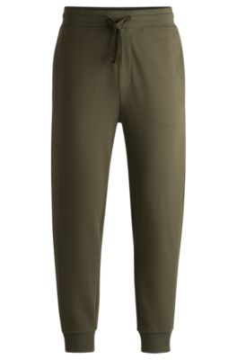 Shop Hugo Cotton-terry Tracksuit Bottoms With Logo Print In Khaki