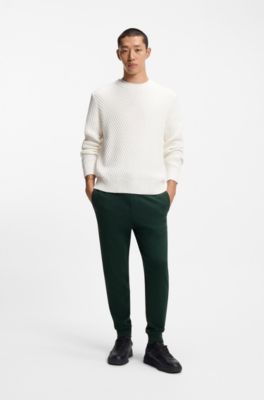 Cuffed sweatpants in cotton terry with logo print, Light Green