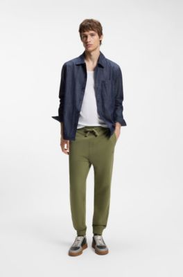 Cotton casual pants with elasticized cuffs, Light Green