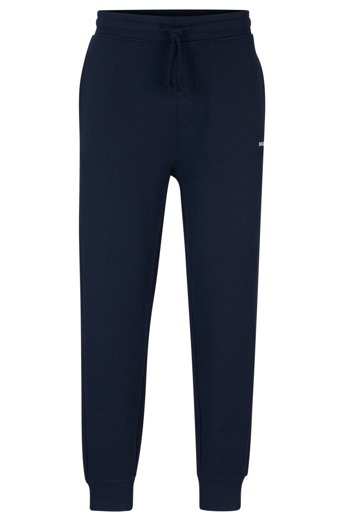 HUGO - Cotton-terry tracksuit bottoms with logo print