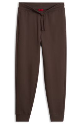 Pantalon casual en coton avec poignets &eacute;lastiques, Marron