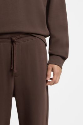 Pantalon casual en coton avec poignets &eacute;lastiques, Marron