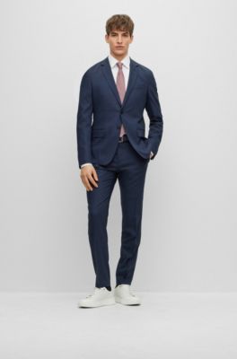 BOSS virgin-wool single-breasted suit - Blue