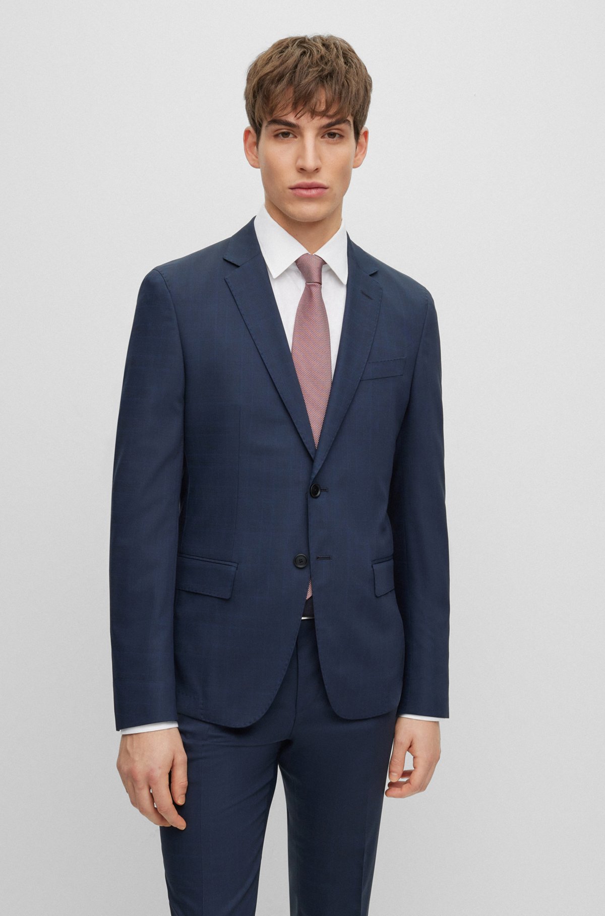 civilisere død Med andre band BOSS - Slim-fit suit in a checked virgin-wool blend