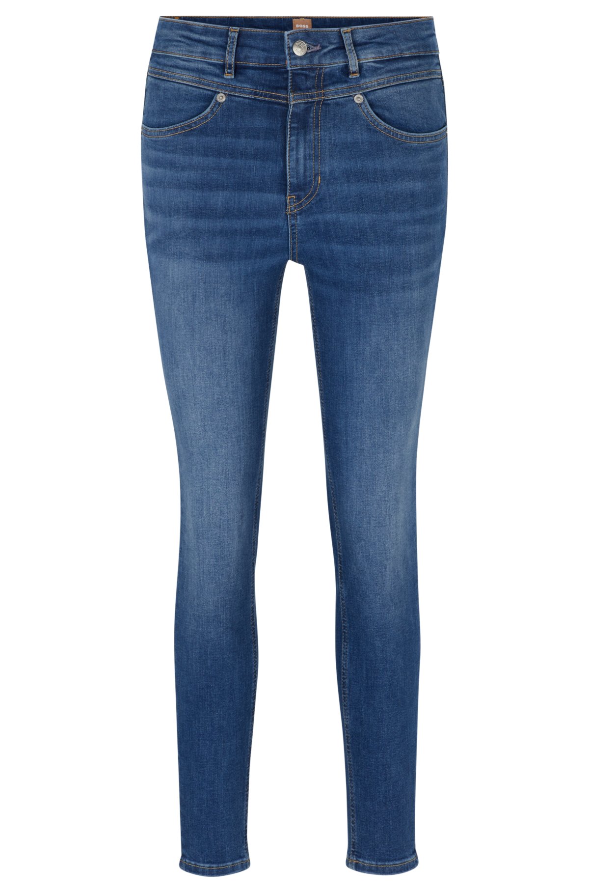BOSS - High-waisted skinny-fit jeans in blue stretch denim