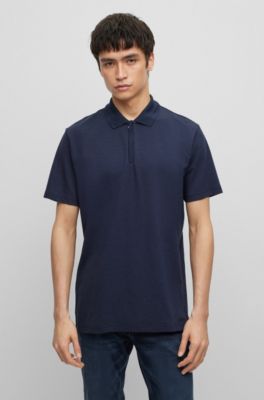 HUGO - Cotton-blend jersey polo shirt with zip collar