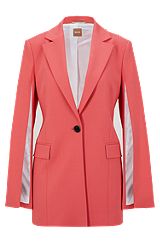Regular-fit jacket with slit sleeves and signature lining, Pink