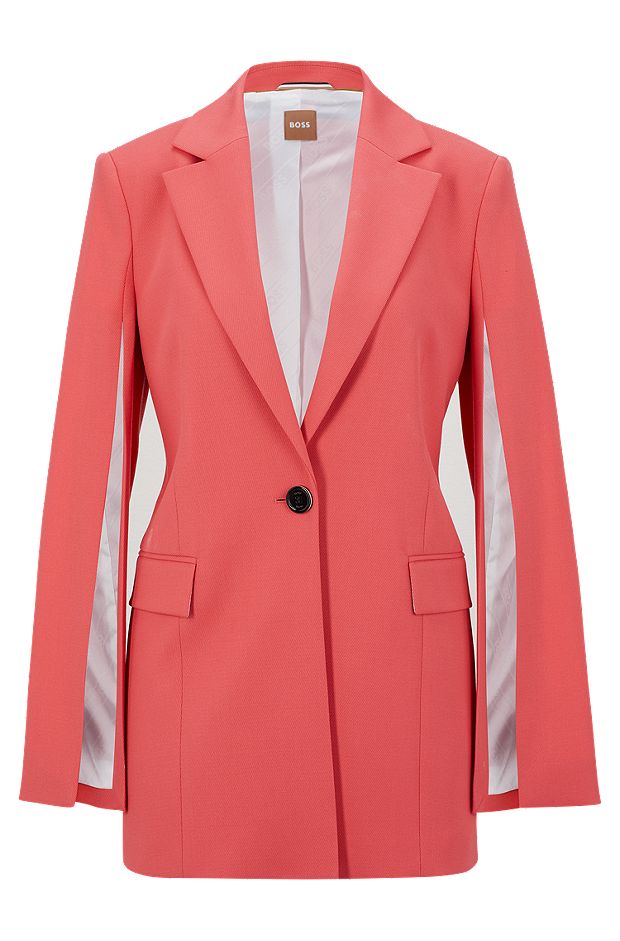 Regular-fit jacket with slit sleeves and signature lining, Pink