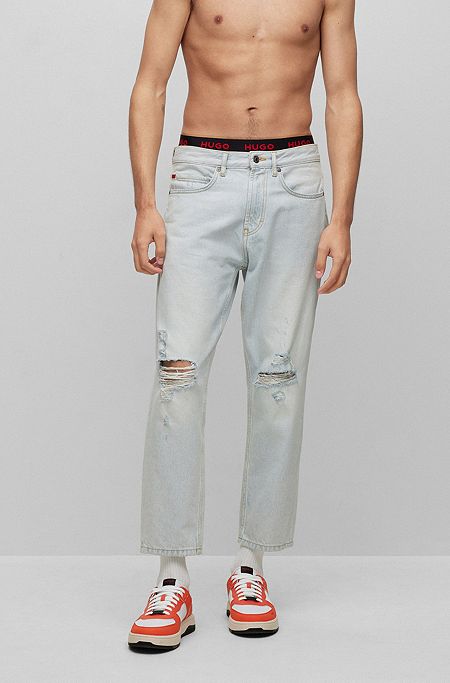 Regular-fit jeans in gray rigid denim