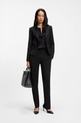 Regular-fit jacket in virgin wool, Black
