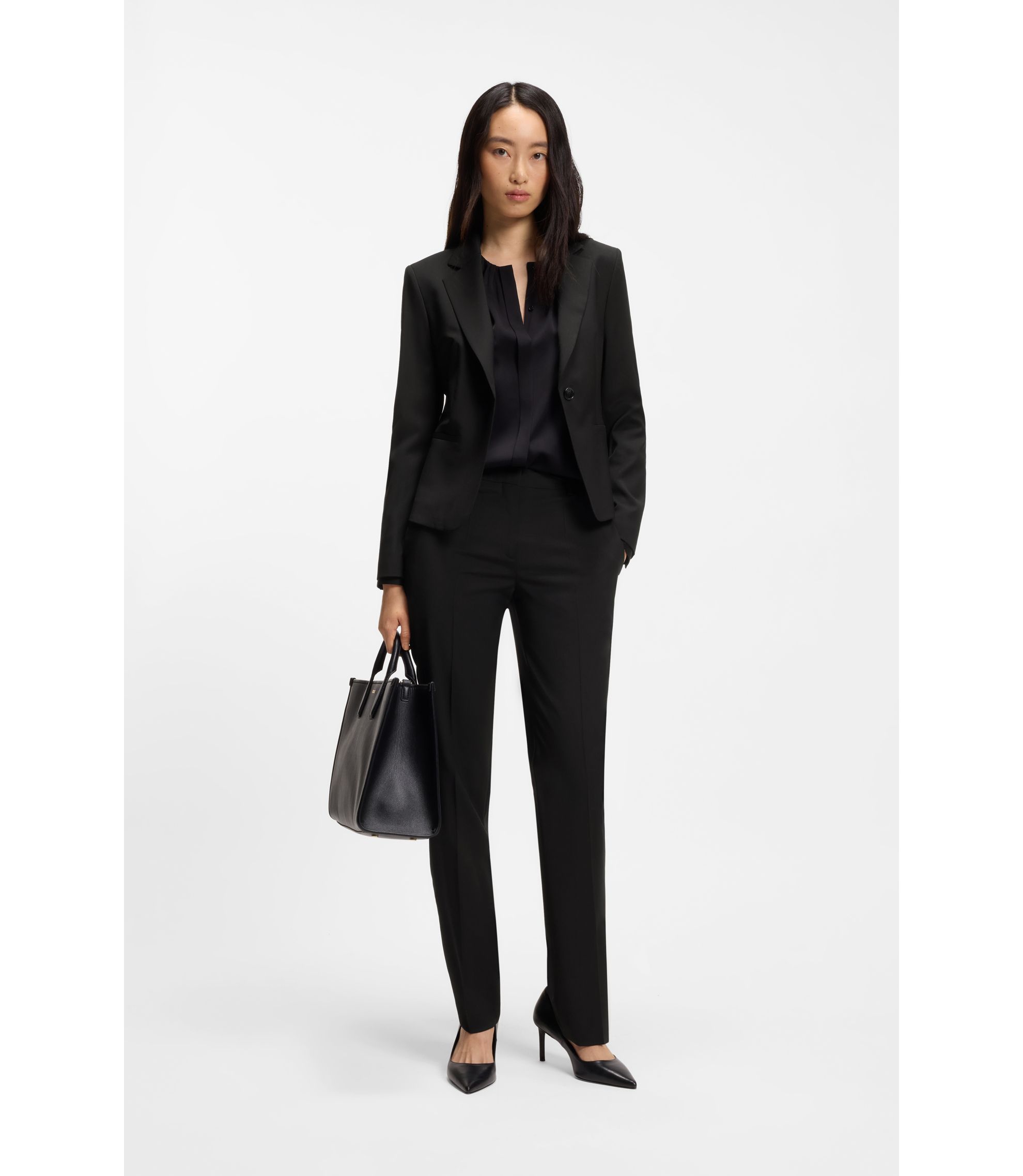 BOSS - Regular-fit jacket in virgin wool - Black