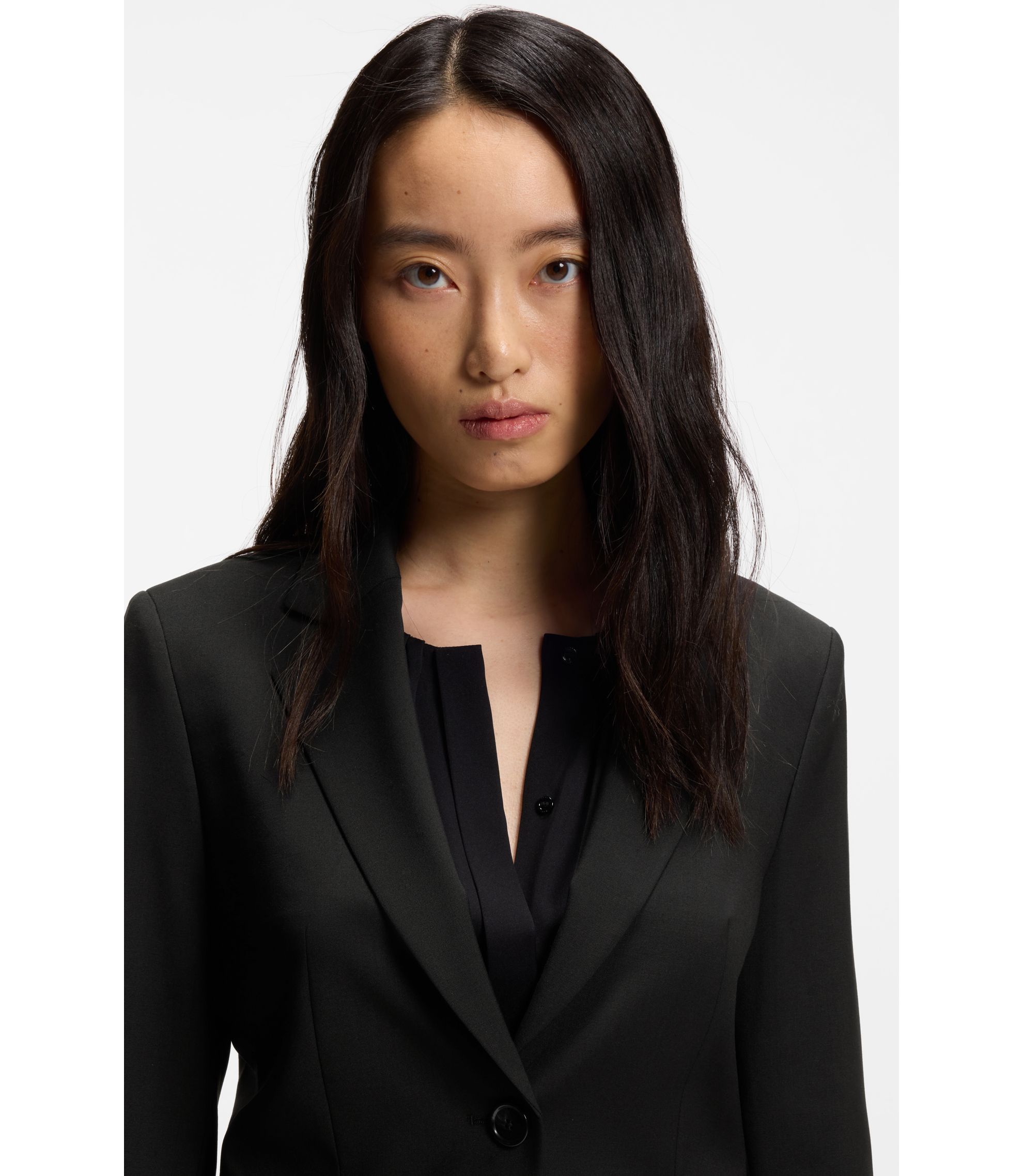 Blazer Femme Manches Courtes Hugo Boss Jelieta - Laine Noire - Taille US 4 / IT 40 - Neuf Avec étiquettes