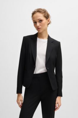 Regular-fit jacket in virgin wool, Black