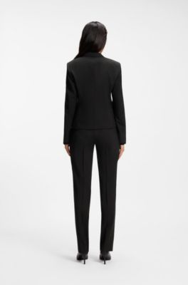 Regular-fit jacket in virgin wool, Black