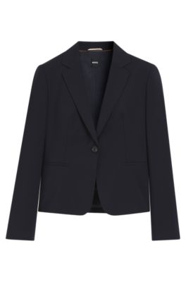 Regular-fit blazer in Italian-made virgin wool, Dark Blue