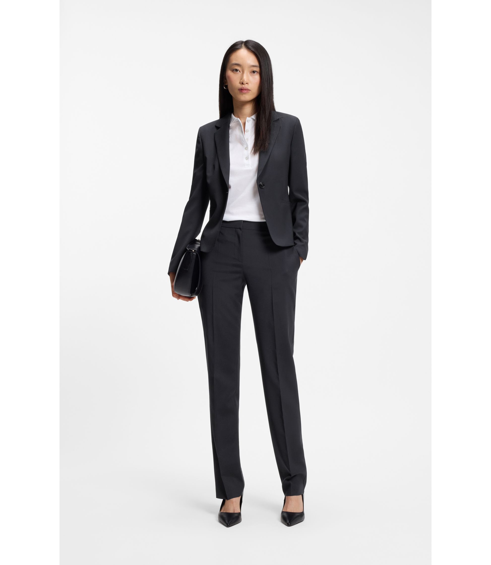 BOSS - Regular-fit blazer in Italian-made virgin wool - Dark Blue