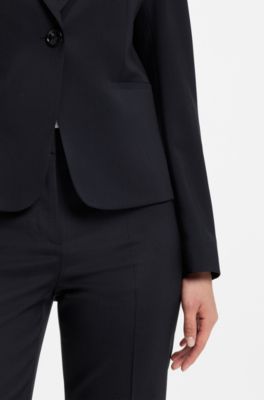 Blazer regular fit en lana virgen hecha en Italia, Azul oscuro