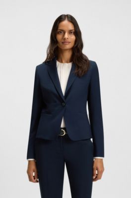 Regular-fit jacket in virgin wool, Dark Blue