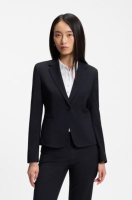 Regular-fit blazer in Italian-made virgin wool, Dark Blue