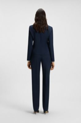 Veste Regular en laine vierge italienne, Bleu fonc&eacute;