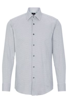 BOSS - Slim-fit shirt in easy-iron stretch cotton