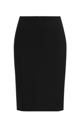 Shop Hugo Boss Slim-fit Pencil Skirt In Virgin Wool In Black
