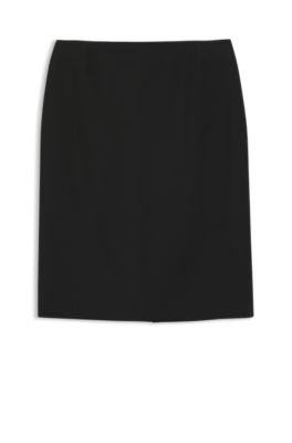 Falda l&aacute;piz slim fit en lana virgen hecha en Italia, Negro