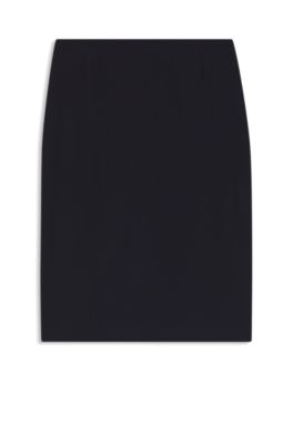 Falda l&aacute;piz slim fit en lana virgen hecha en Italia, Azul oscuro