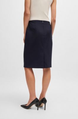 Virgin-wool pencil skirt in a slim fit, Dark Blue
