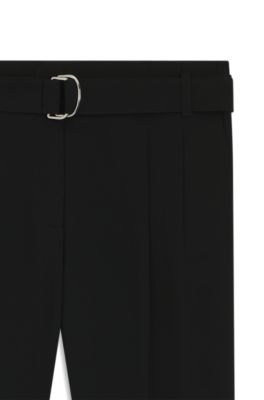 Regular-fit trousers in crease-resistant crepe, Black