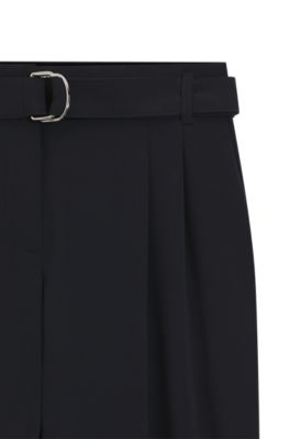 Regular-fit trousers in crease-resistant crepe, Dark Blue