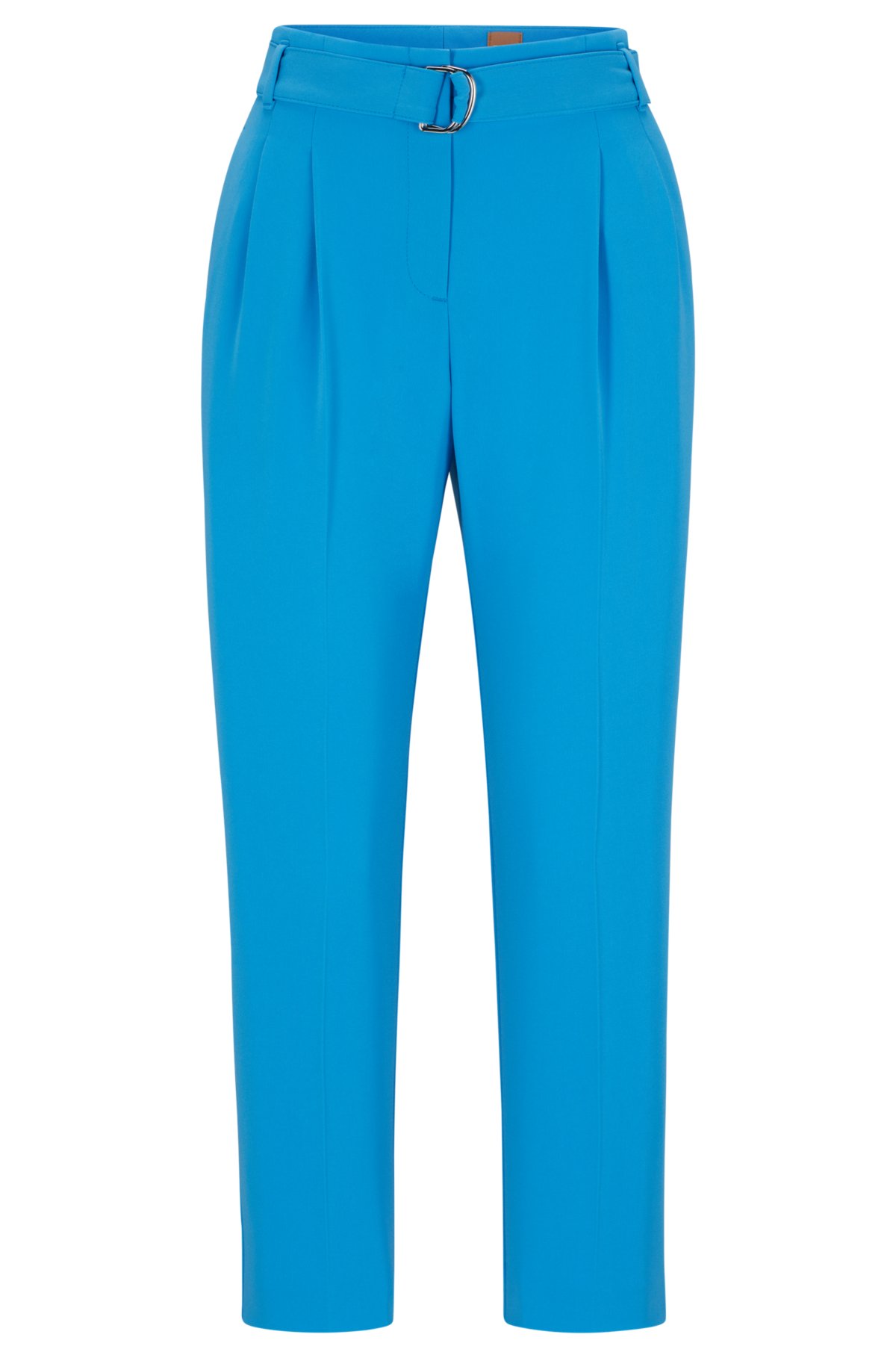 BOSS - Regular-fit cropped trousers in crease-resistant crepe