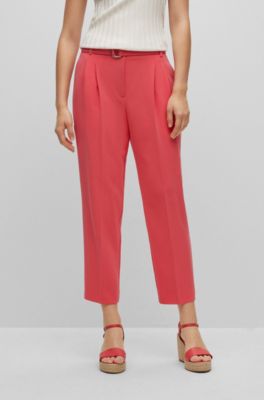 Hugo Boss Regular-fit Trousers In Japanese-made Crepe In Pink