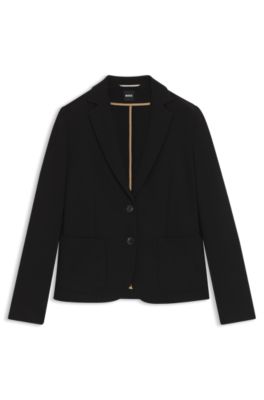 Slim-fit jacket in stretch fabric, Black