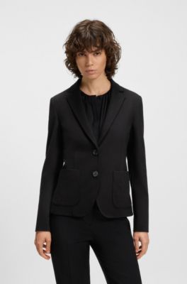 Slim-fit jacket in stretch fabric, Black