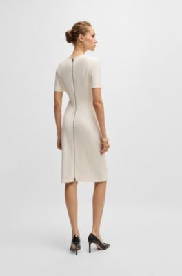 Stretch-fabric dress in a slim fit, White