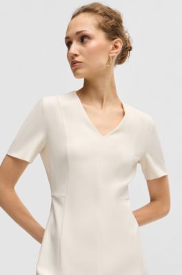 Stretch-fabric dress in a slim fit, White