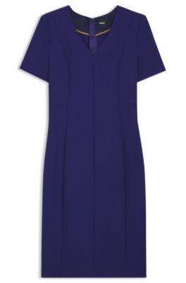 Robe habill&eacute;e &agrave; encolure V avec coutures apparentes, Turquoise